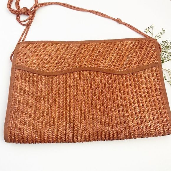Woven Rectangle Ratan Clutch Purse - Picture 6 of 14